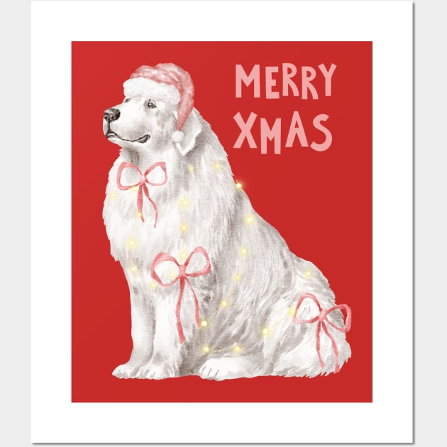 Christmas Pyrenean Mountain Dog Wall Art by Budwood Designs